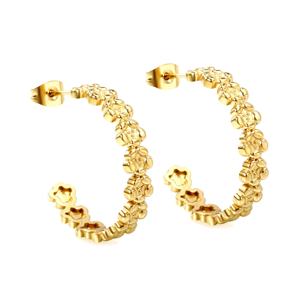 C-Shaped Flower Earrings