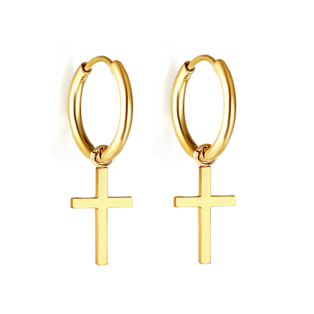 Circle With Cross Earrings