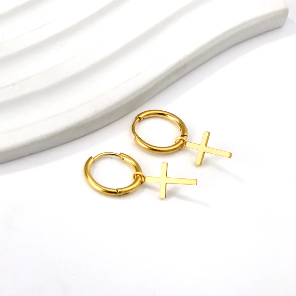 Circle With Cross Earrings
