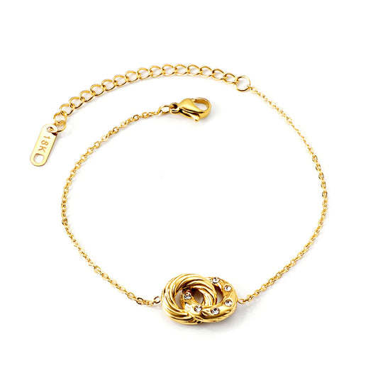 Double circle diamond pendant bracelet